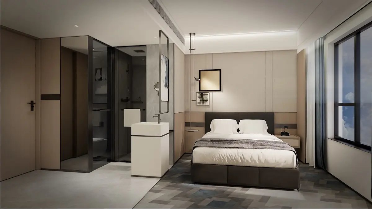 Artist's impression of the standard queen room